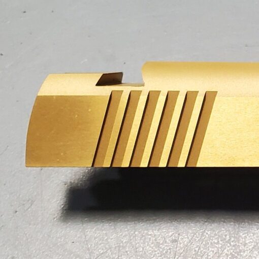 TiN 1911 COMMANDER SLIDE 4.25" 45/9MM WITH FRONT AND REAR SERRATIONS ONLY NOVAK SIGHT CUTS - Image 3