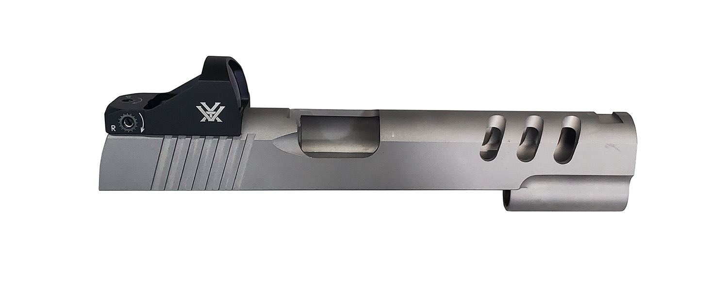 1911 GOVENMENT SLIDE PORTED 416 5" 45 REAR SERRATIONS WITH VORTEX VIPER RED DOT(CLOSEOUT ITEM)